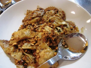 Another dish from the class - Roasted pumpkin agnolotti